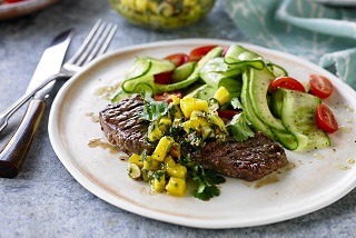 Aussie beef sirloin with almond mojo sauce