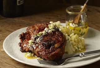 Zesty lemon and roasted garlic leg of lamb steak